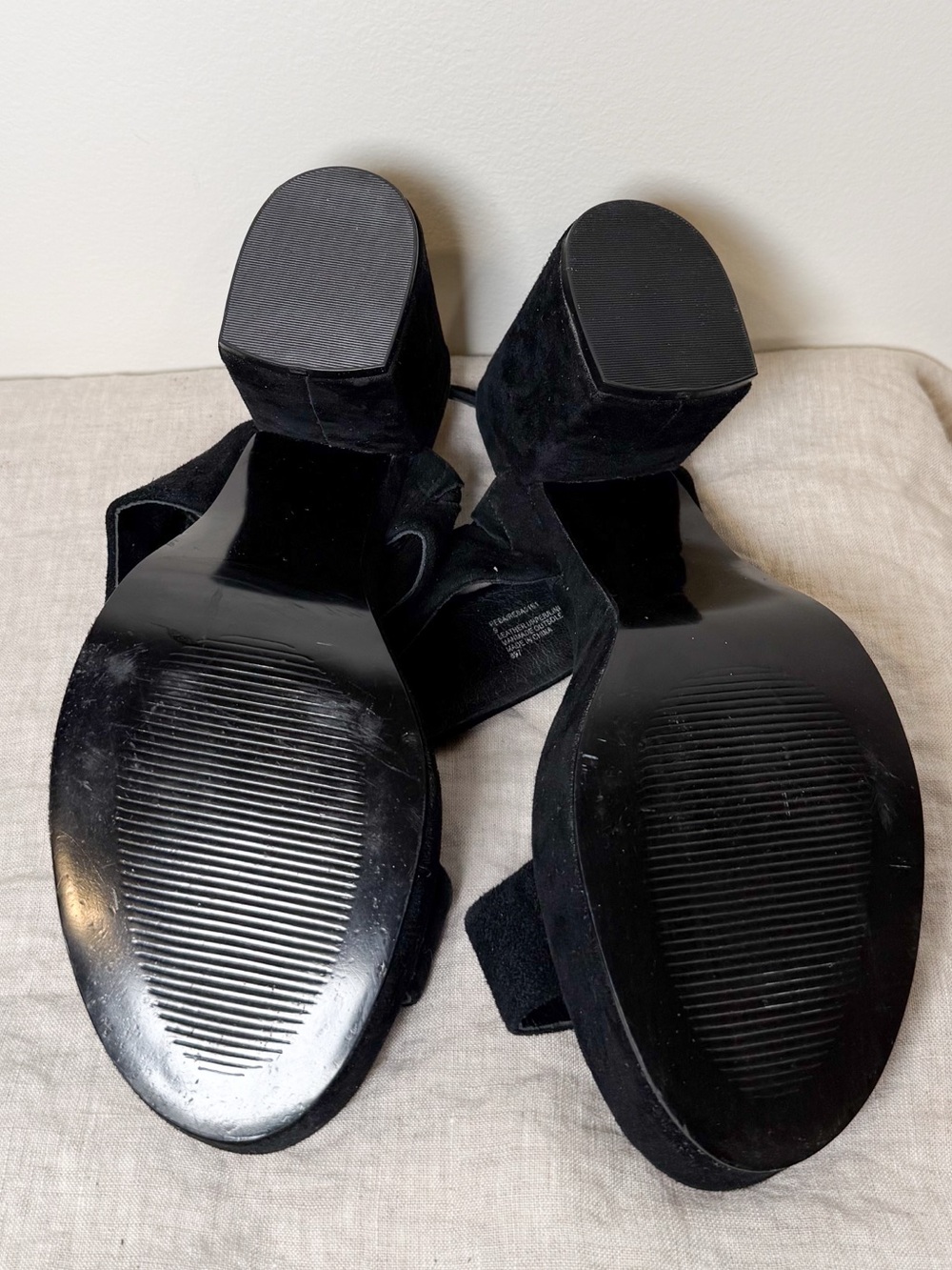 Steve Madden Reba Black Suede Two-Band Slingback Platform Heels - Picture 6 of 6